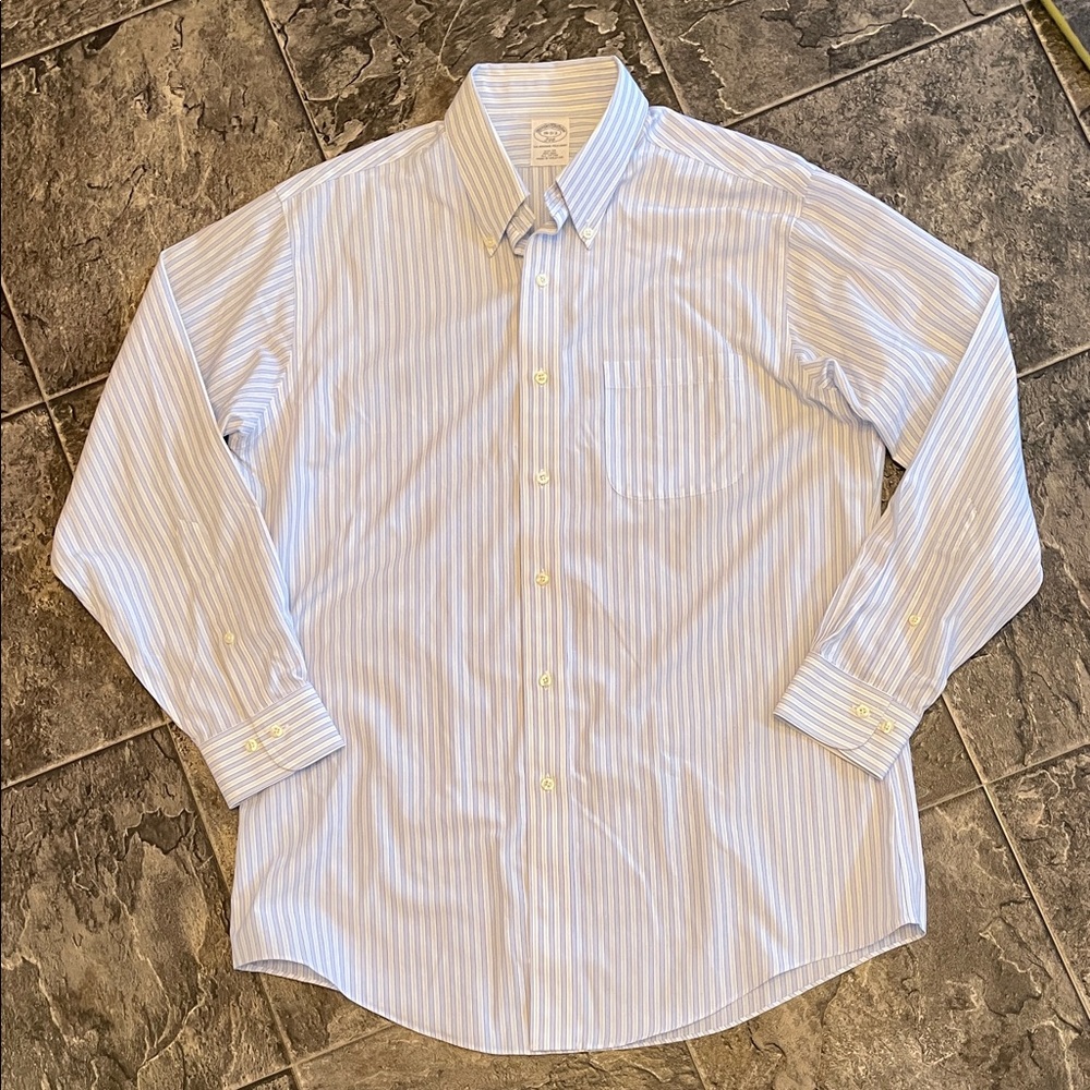 BROOKS BROTHERS Slim Fit Classic Striped Dress Shirt Business Casual Office